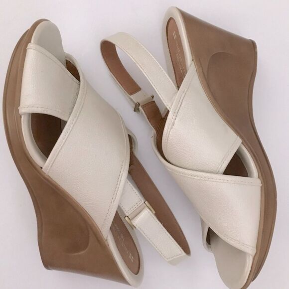 Vintage Naturalizer Comfort Wedge Sandals Cream 9.5W - Picture 1 of 6